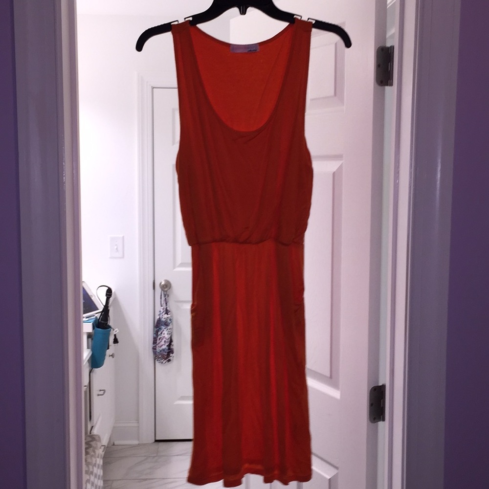 bright orange winched waist t shirt dress